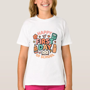 Frohen ersten Schultag – Süßes Kawaii Zurück in di T-Shirt