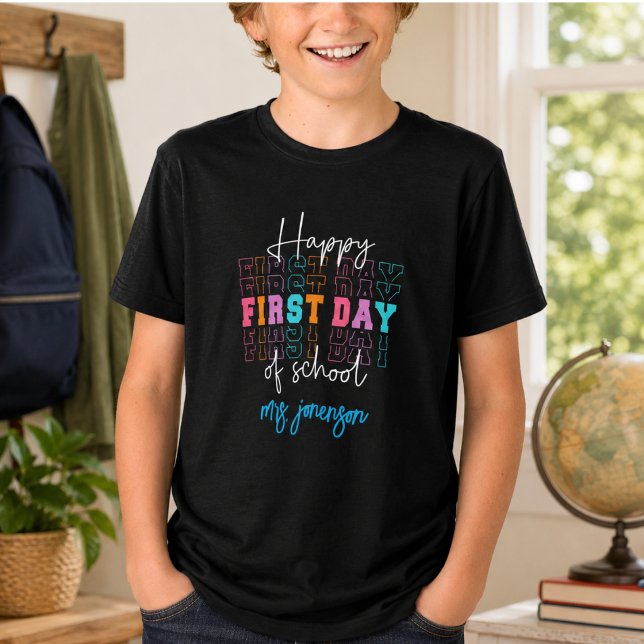 Frohen ersten Schultag  Tri-Blend Shirt (Happy First Day of School Tri-Blend Shirt)