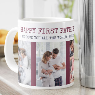 Frohen ersten Vatertag 4 Foto Maroon & Navy Jumbo-Tasse
