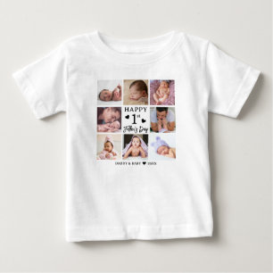 Frohen ersten Vatertag 8 Foto Collage Baby T-shirt