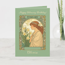 Frohen Februar-Geburtstag Primel Art Nouveau