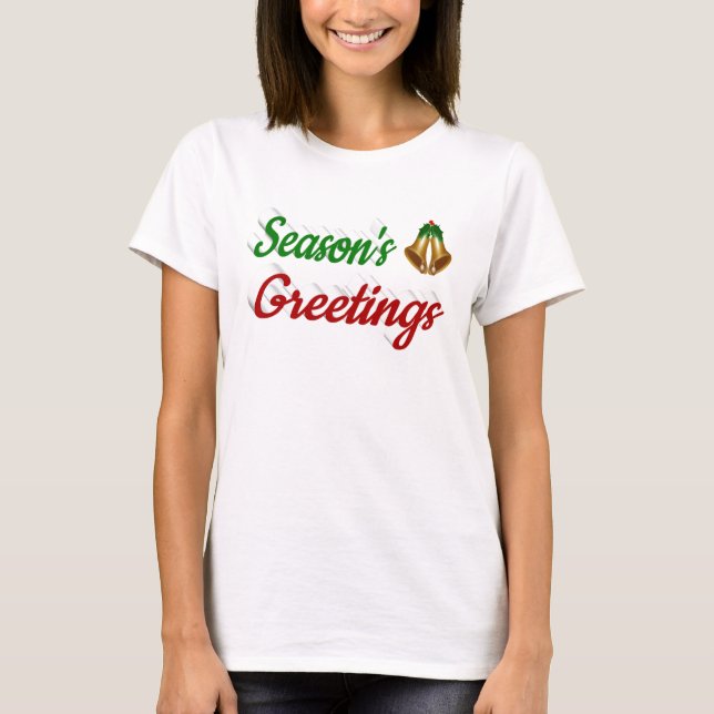 Frohen Festtage Bells Weihnachtsskript T-Shirt (Vorderseite)