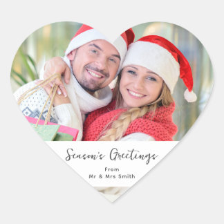 Frohen Festtage Ein Foto Weihnachten Herz-Aufkleber
