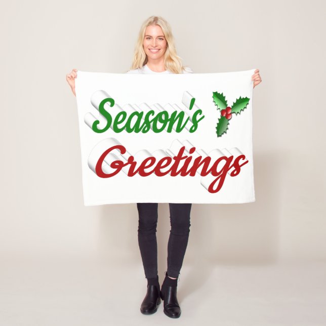 Frohen Festtage Holly Weihnachts-Grün-Drehbuch Fleecedecke (Beispiel)