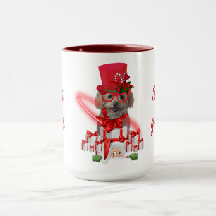 Frohen Festtage Poodle Red & White Coffee Tasse