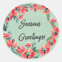 Frohen Festtage Red Floral Watercolor Kranz
