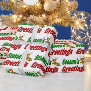 Frohen Festtage Reindeer Weihnachtstypografie Geschenkpapier