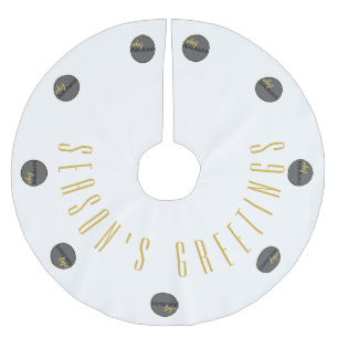 FROHEN FESTTAGE WHITE GOLD BUSINESS LOGO CUSTOM POLYESTER WEIHNACHTSBAUMDECKE