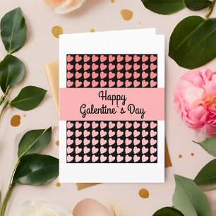 Frohen Galentine`s Tag Rosa Schwarzes Herz Muster Feiertagskarte