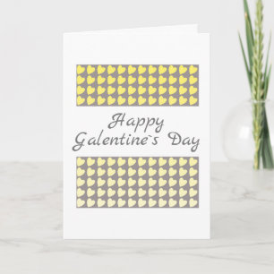 Frohen Galentine` Tag Gelb Grau Herz Muster Feiertagskarte