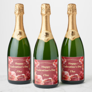 Frohen Galentine's Day Karmesinrote Florale Gold