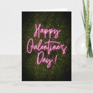 Frohen Galentine's Day Neon-Schriftzug zum Valenti Karte