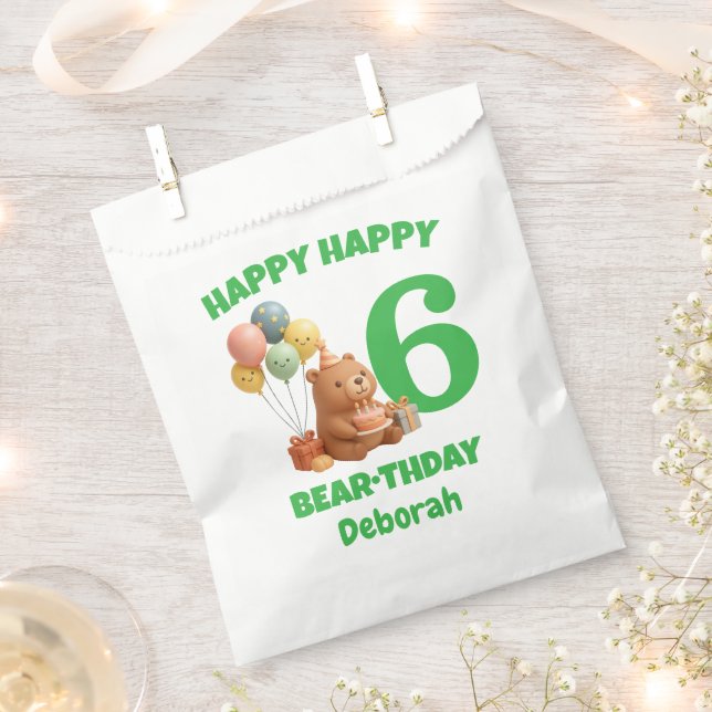 FROHEN GEBURTSTAG Maßgeschneiderter Teddybär 6. Ge Geschenktütchen (Ausgeschnitten)