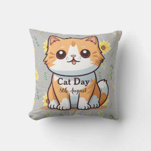 Frohen Internationalen Katzentag Orange Tabby Sonn Kissen