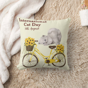 Frohen Internationalen Katzentag Orange Tabby Sonn Kissen