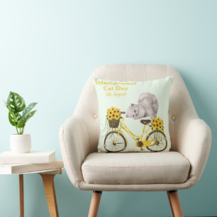 Frohen Internationalen Katzentag Orange Tabby Sonn Kissen