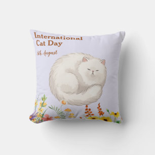 Frohen Internationalen Katzentag Orange Tabby Sonn Kissen