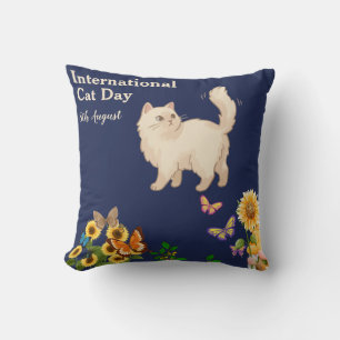 Frohen Internationalen Katzentag Orange Tabby Sonn Kissen