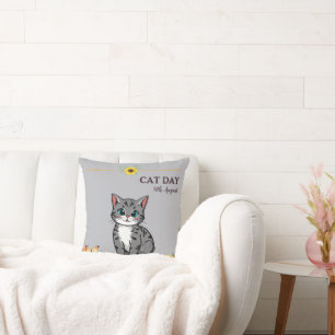 Frohen Internationalen Katzentag Orange Tabby Sonn Kissen