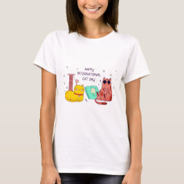 Frohen Internationalen Katzentag - Süßes Katze Lie T-Shirt