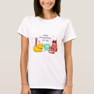 Frohen Internationalen Katzentag - Süßes Katze Lie T-Shirt