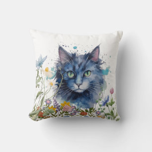 Frohen Internationalen Katzentag Wasserfarbe Wildb Kissen