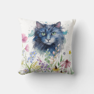 Frohen Internationalen Katzentag Wasserfarbe Wildb Kissen