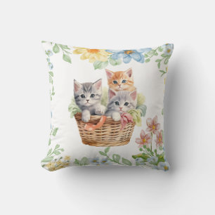 Frohen Internationalen Katzentag Wasserfarbe Wildb Kissen