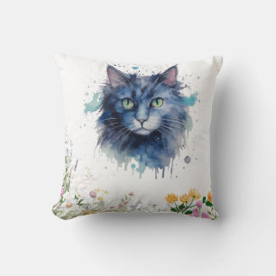 Frohen Internationalen Katzentag Wasserfarbe Wildb Kissen