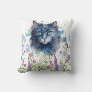 Frohen Internationalen Katzentag Wasserfarbe Wildb Kissen