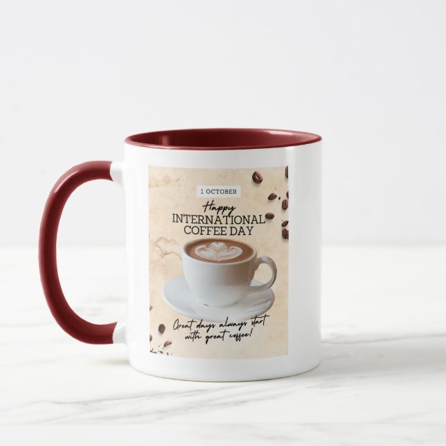 Frohen internationalen Tag des Kaffees Tasse (Links)