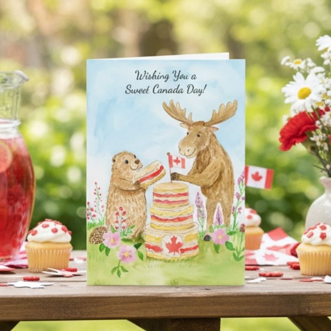 Frohen Kanada-Tag Biber- und Elch-Kuchen  Karte (Von Creator hochgeladen)