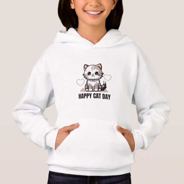 Frohen Katzen Tag Hoodie (Vorderseite)