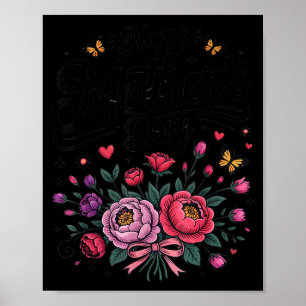 Frohen Muttertag 2026 vintage Blumenbouquet Poster