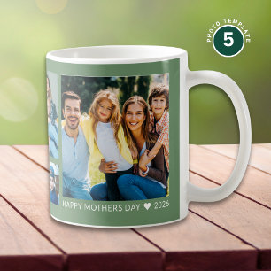 Frohen Muttertag 5 Familienfoto Sagegrün Kaffeetasse