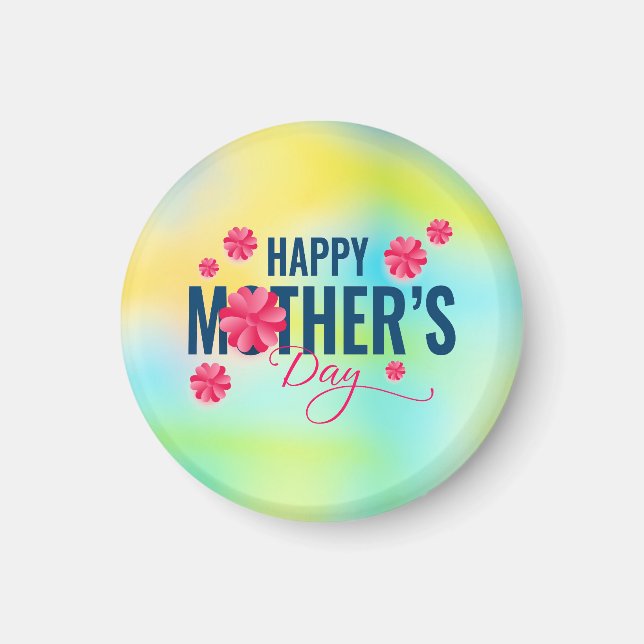 Frohen Muttertag Blumen-Design Magnet (Vorne)