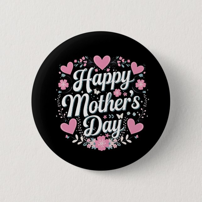 Frohen Muttertag Cute Floral Mama Oma Button (Vorderseite)