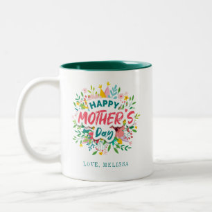 Frohen Muttertag Floral Modern Benutzerdefiniert Zweifarbige Tasse
