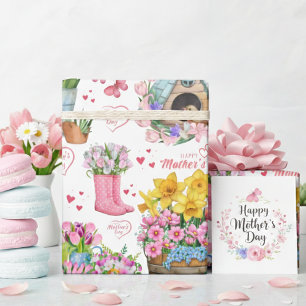 Frohen Muttertag Florales Frühlingsmuster Geschenkpapier