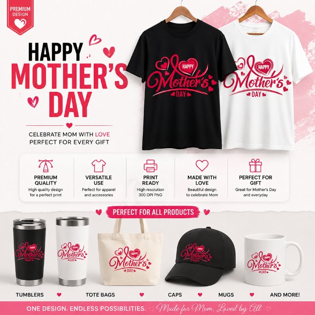 Frohen Muttertag Florales Herz T-Shirt Design  (Von Creator hochgeladen)