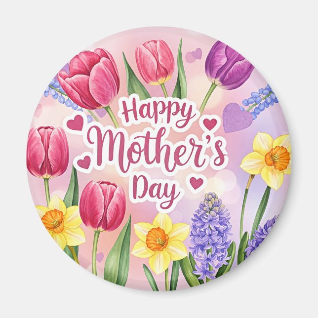 Frohen Muttertag, Frühlingsblumen, Magnet (Vorne)