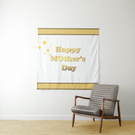 Frohen Muttertag. Goldene einfache Schrift Kalligr Wandteppich
