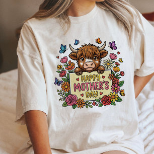 Frohen Muttertag Hübsche Highland-Kuh Floral Tri-Blend Shirt