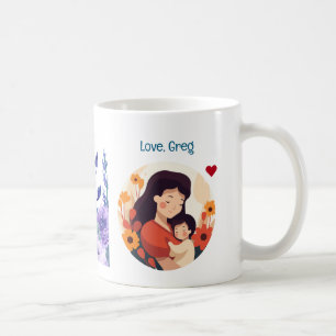 Frohen Muttertag + Jahr! Floral, Mutter & Kind Kaffeetasse