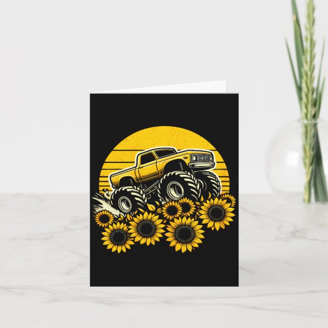 Frohen Muttertag Kleinkind Sonnenblume Monstertruc Karte (Vorderseite)