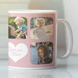 Frohen Muttertag liebe dich Mama Fotocollage rosa Kaffeetasse