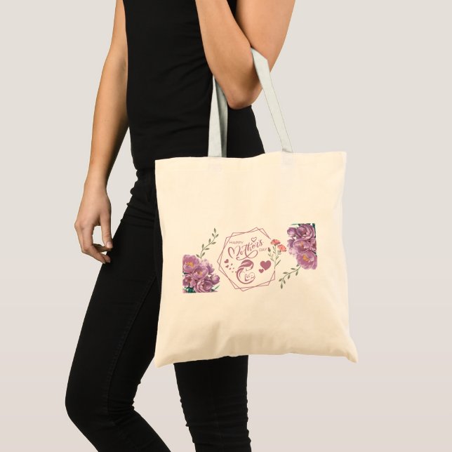 Frohen Muttertag Lila Design Tragetasche (Vorderseite (Produkt))