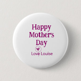 Frohen Muttertag lila Liebe Name weibliches Zeiche Button