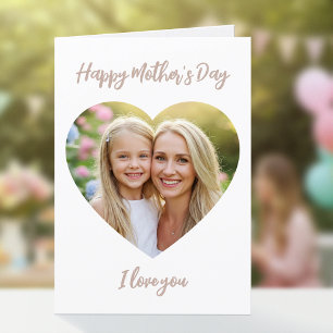 Frohen Muttertag, Mama Foto Süßes Herz Cappuccino Karte