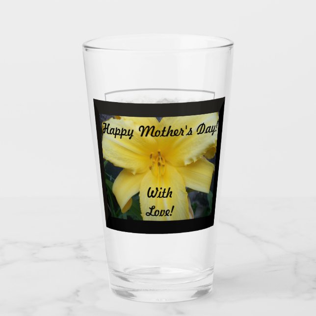 Frohen Muttertag mit Liebe Glas Tasse (Vorderseite)